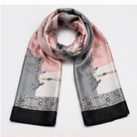 Blush Chain Border Satin-feel Scarf (60cm x 60cm) - Image 3